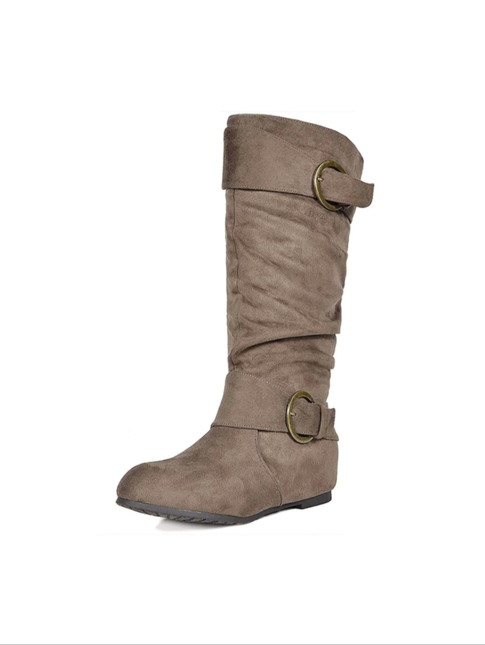 Dream Pairs 8.5 Slouchy Taupe Brown Gray How Heel Tall Boots